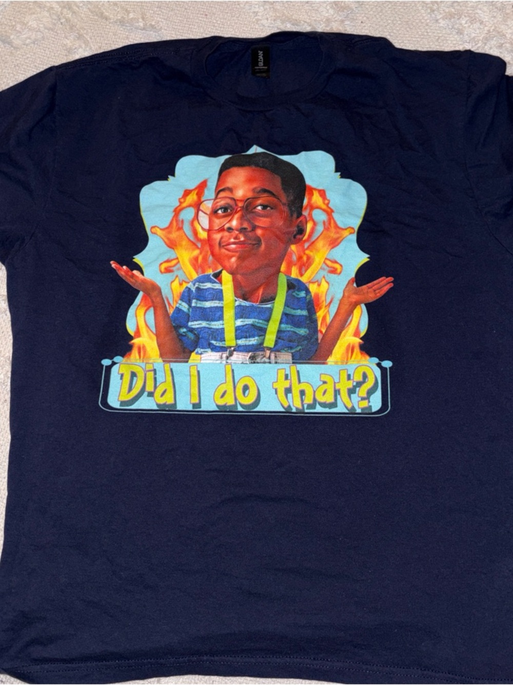 Steve Urkel Did I Do That? Graphic T-Shirt - Navy